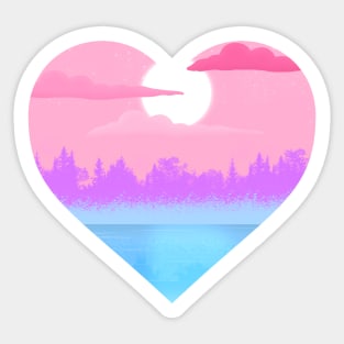 Catgender waterscape subtle heart Sticker